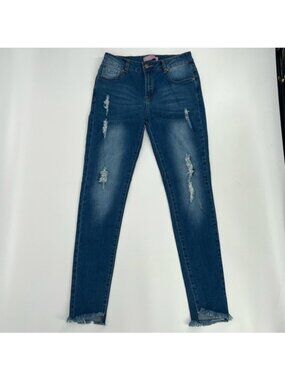 K's More Distressed Skinny Jeans With Frayed Hem High-Rise Fit Womens Size 27